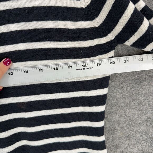 Select Sweater Pullover Women S Small Black Striped Knit Long Sleeve Cotton - Picture 5 of 7